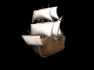 medieval ship galleon for games 3D Model
