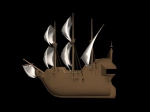 medieval ship galleon for games 3D Model