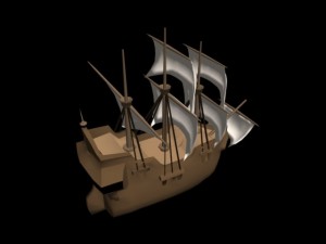 medieval ship galleon for games 3D Model