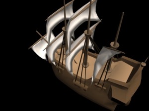 medieval ship galleon for games 3D Model