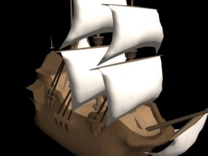 medieval ship galleon for games 3D Model
