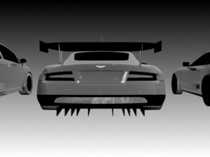 pack of four cars bugatti db9 and racing cars 3D Model