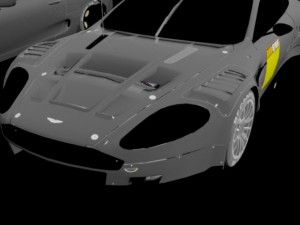 pack of four cars bugatti db9 and racing cars 3D Model