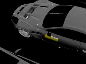 pack of four cars bugatti db9 and racing cars 3D Model