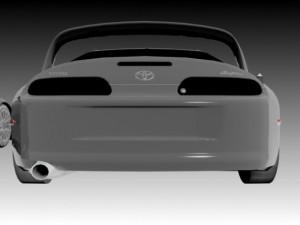 pack of four cars bugatti db9 and racing cars 3D Model
