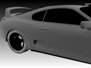 pack of four cars bugatti db9 and racing cars 3D Model