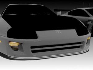 pack of four cars bugatti db9 and racing cars 3D Model