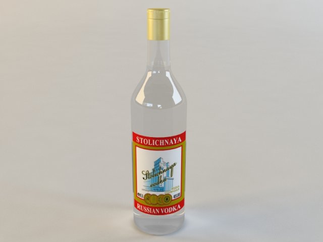 bottle of vodka stolichnaya 3D 모델 .c4d .max .obj .3ds .fbx .stl .blend 