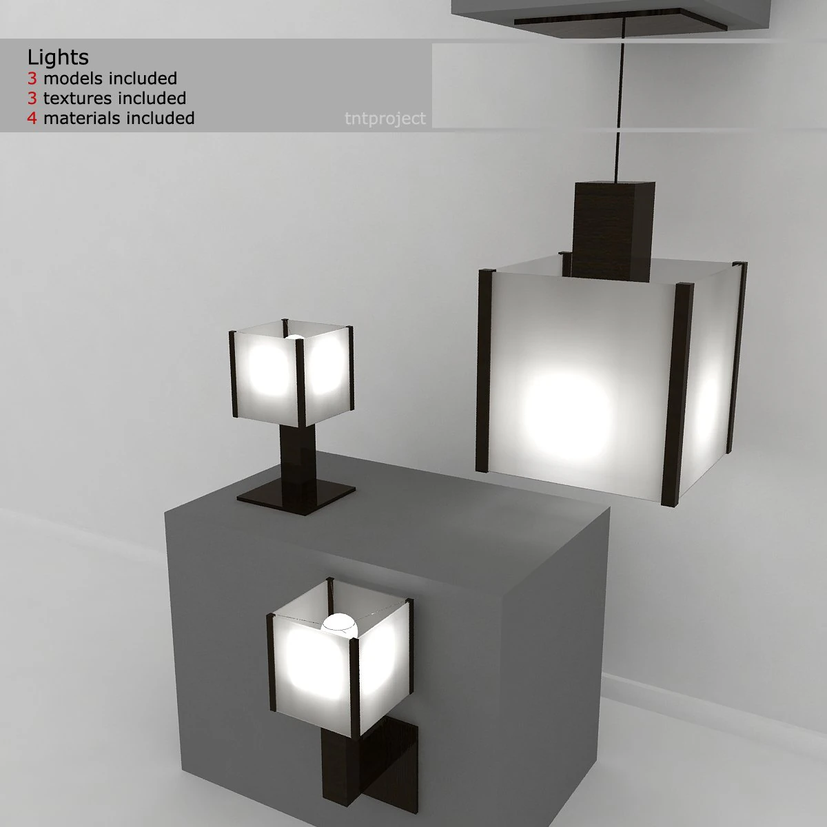 3 lamps 3D Model .c4d .max .obj .3ds .fbx .stl .blend 