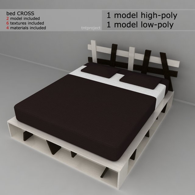 bed cross 3D 模型 .c4d .max .obj .3ds .fbx .stl .blend 