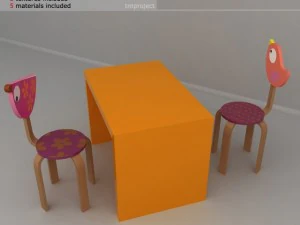 kids table chairs 3D Model