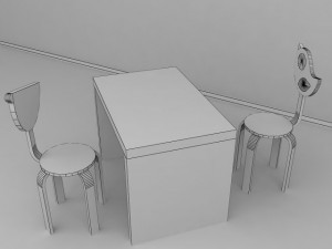 kids table chairs 3D Model