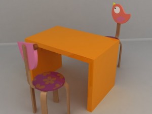 kids table chairs 3D Model