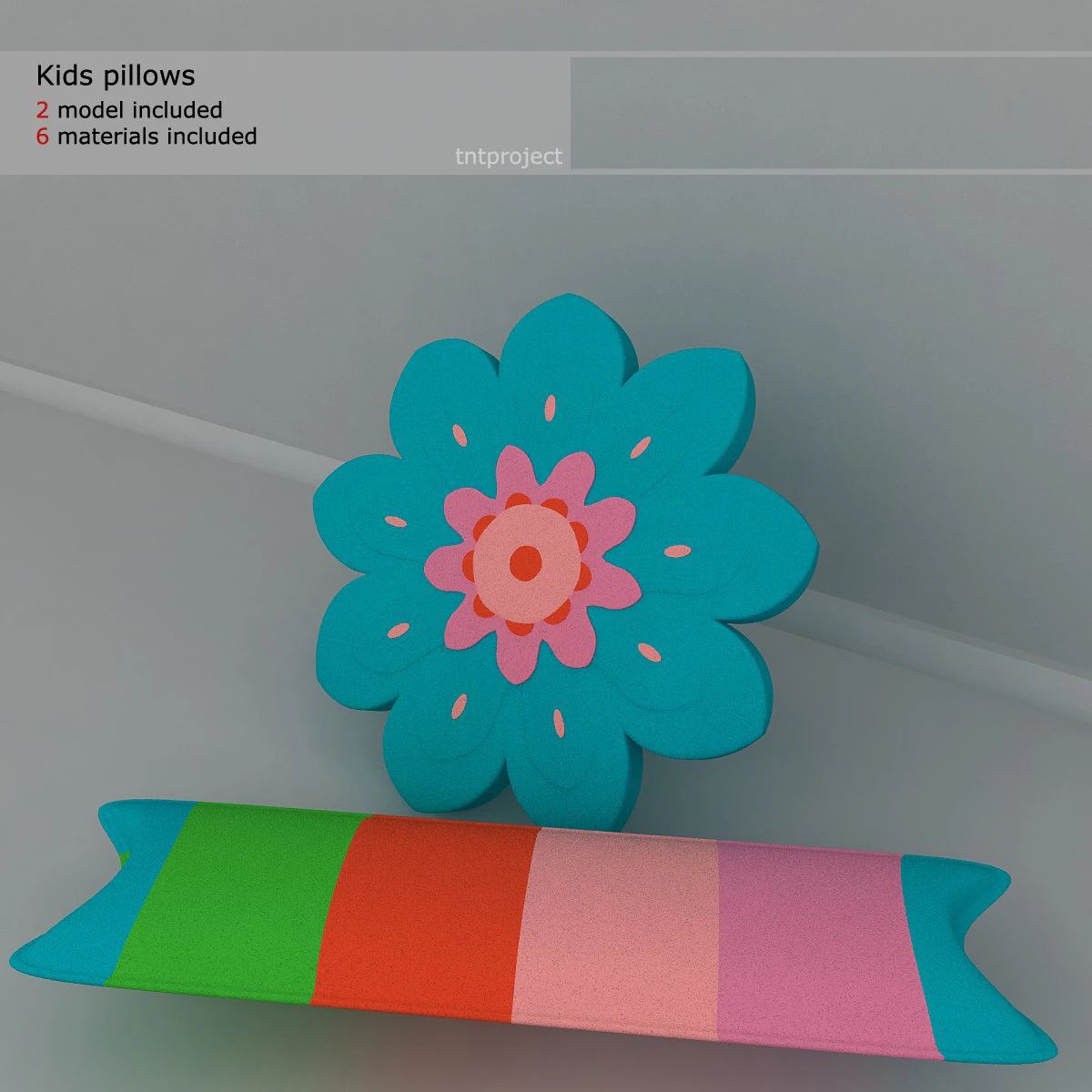 kids pillows 3D Model .c4d .max .obj .3ds .fbx .stl .blend 