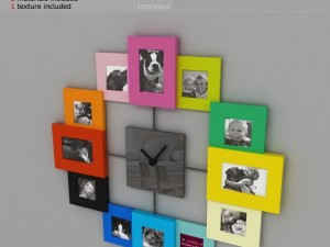 clok with picture frame 3D 모델