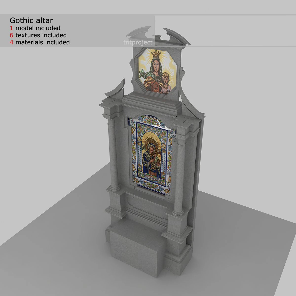 church altar 3D Model .c4d .max .obj .3ds .fbx .stl .blend