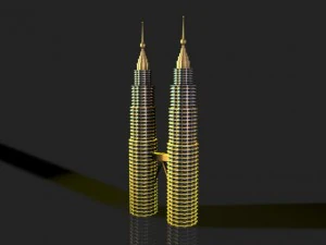 malaysia kuala lumpur petronas towers 3D Model