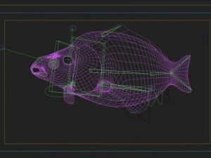 high detailed and animated carp fish 3D Model