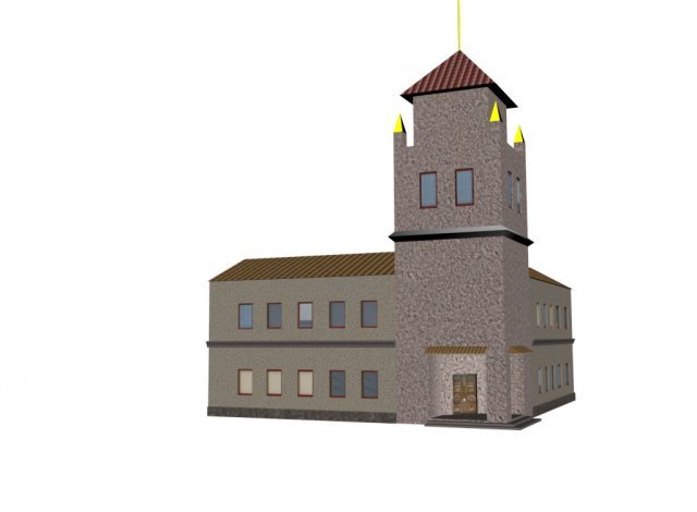 a building with a tower Model 3D .c4d .max .obj .3ds .fbx .stl .blend 