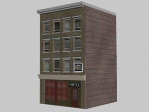 old hotel building Modello 3D