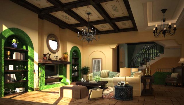 photoreal living room 354 3D Model .c4d .max .obj .3ds .fbx .stl .blend 