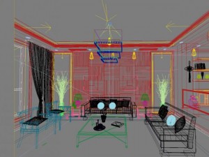 living room scene 960 3D Model