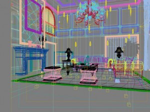 living room with fireplace 012 Modelo 3D