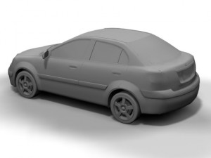 2006 kia rio 4 door 3D Модель