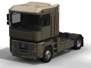 renault  magnum with trailer and tank trailer 3D Model