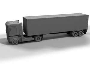renault  magnum with trailer and tank trailer 3D Model