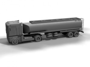 renault  magnum with trailer and tank trailer 3D Model