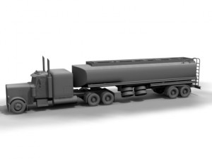 peterbilt 379 with trailer and tank trailer Modelo 3D
