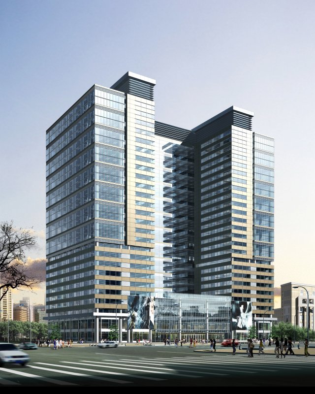 3d building 024 3D Model .c4d .max .obj .3ds .fbx .stl .blend