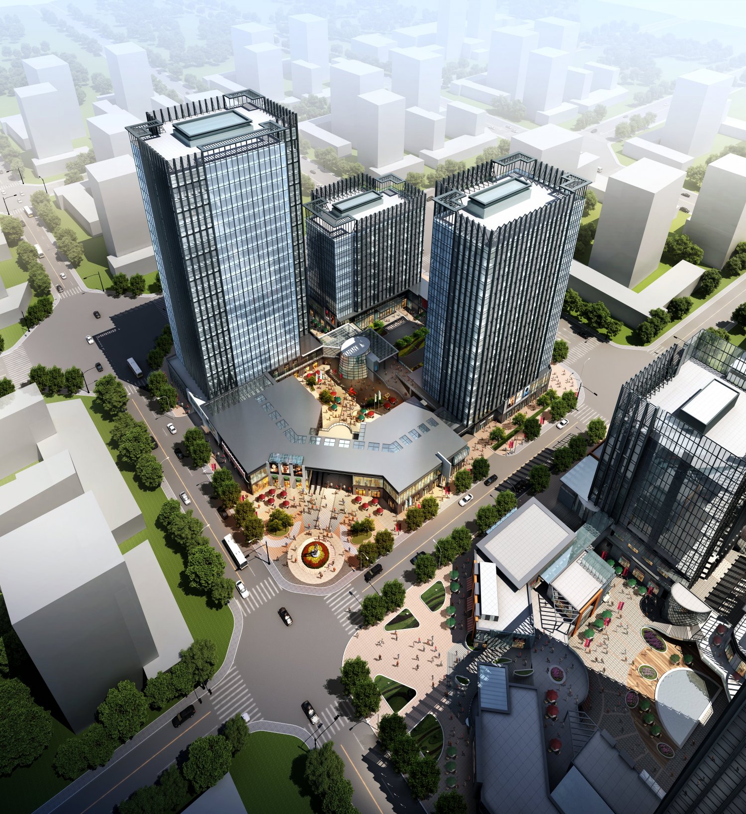 Рендер здания. Строительный проект. 3d building. 3d building. Умный город будущего.