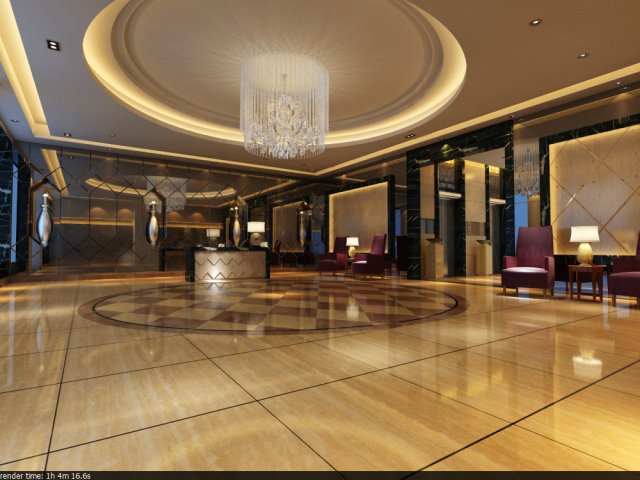 lobby 001 3D Модель .c4d .max .obj .3ds .fbx .stl .blend 