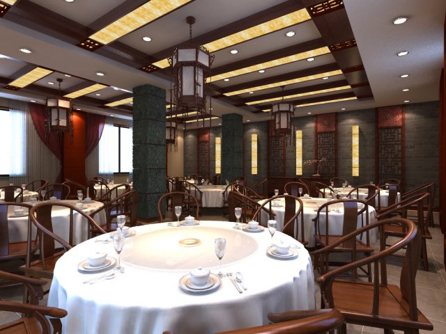 restaurant spaces 004 3D 模型 .c4d .max .obj .3ds .fbx .stl .blend 