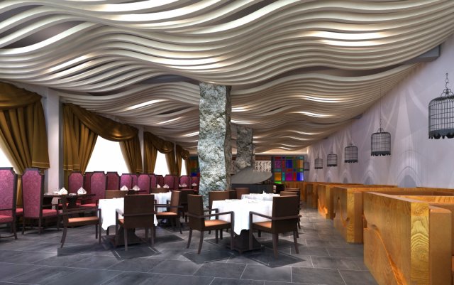 restaurant spaces 032 3Dモデル .c4d .max .obj .3ds .fbx .stl .blend 