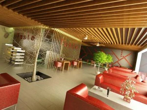 scena interna del ristorante della mensa 1 Modello 3D