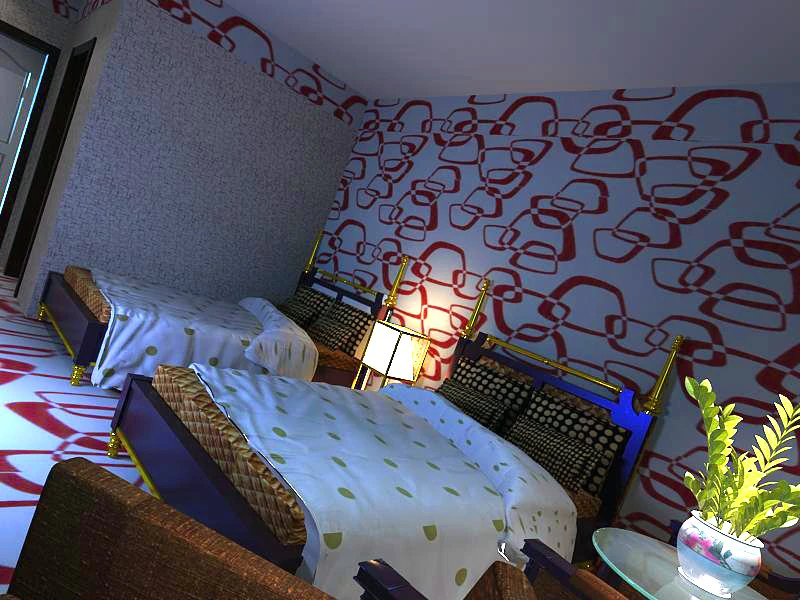 standard hotel room 2 3D Model .c4d .max .obj .3ds .fbx .stl .blend 