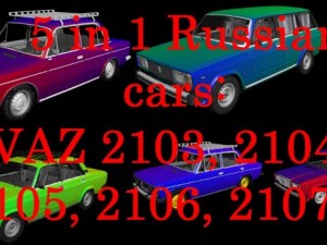 5 in 1 russian cars vaz 2103 2107 Modèle 3D