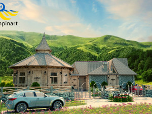 Restaurant and recreation complex with vats for exotic bathing 3D 模型