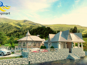 Restaurant and recreation complex with vats for exotic bathing 3D 模型