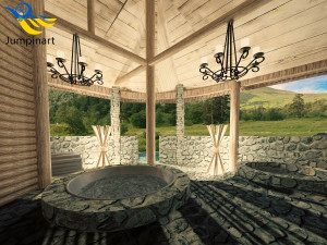 Restaurant and recreation complex with vats for exotic bathing 3D 模型