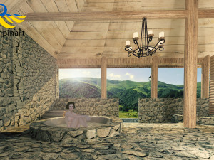 Restaurant and recreation complex with vats for exotic bathing 3D 模型