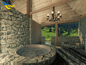 Restaurant and recreation complex with vats for exotic bathing 3D 模型