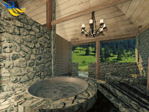 Restaurant and recreation complex with vats for exotic bathing 3D Model