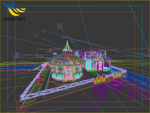Restaurant and recreation complex with vats for exotic bathing 3D 模型