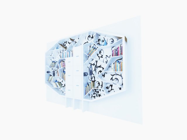 modern bookcase Model 3D .c4d .max .obj .3ds .fbx .stl .blend 