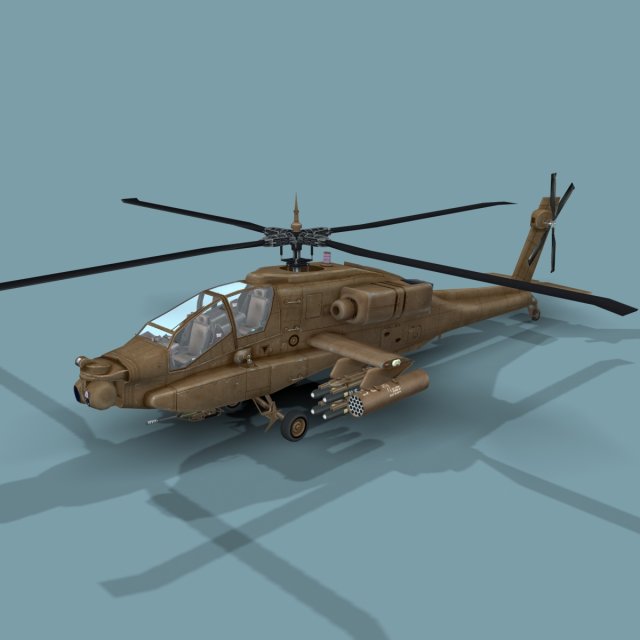 ah64d apache longbow helicopter 3d lowpoly model 3Dモデル .c4d .max .obj .3ds .fbx .stl .blend 
