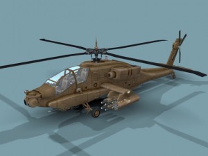 ah64d apache longbow helicopter 3d lowpoly model 3D Модель